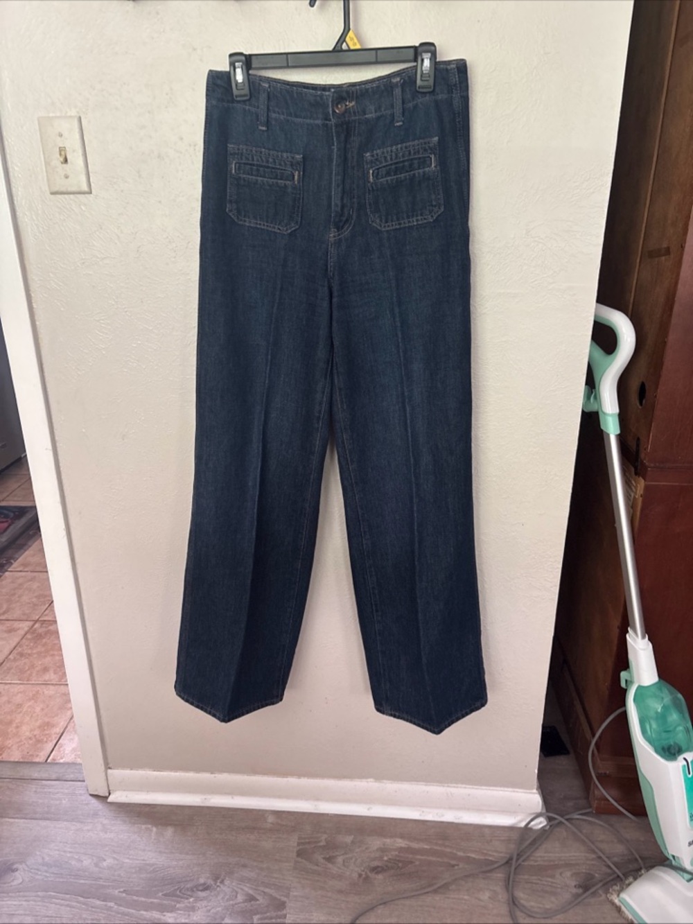 Old Navy Women’s Size 4 Long High Rise Baggy Wide Leg Dark Wash Jeans